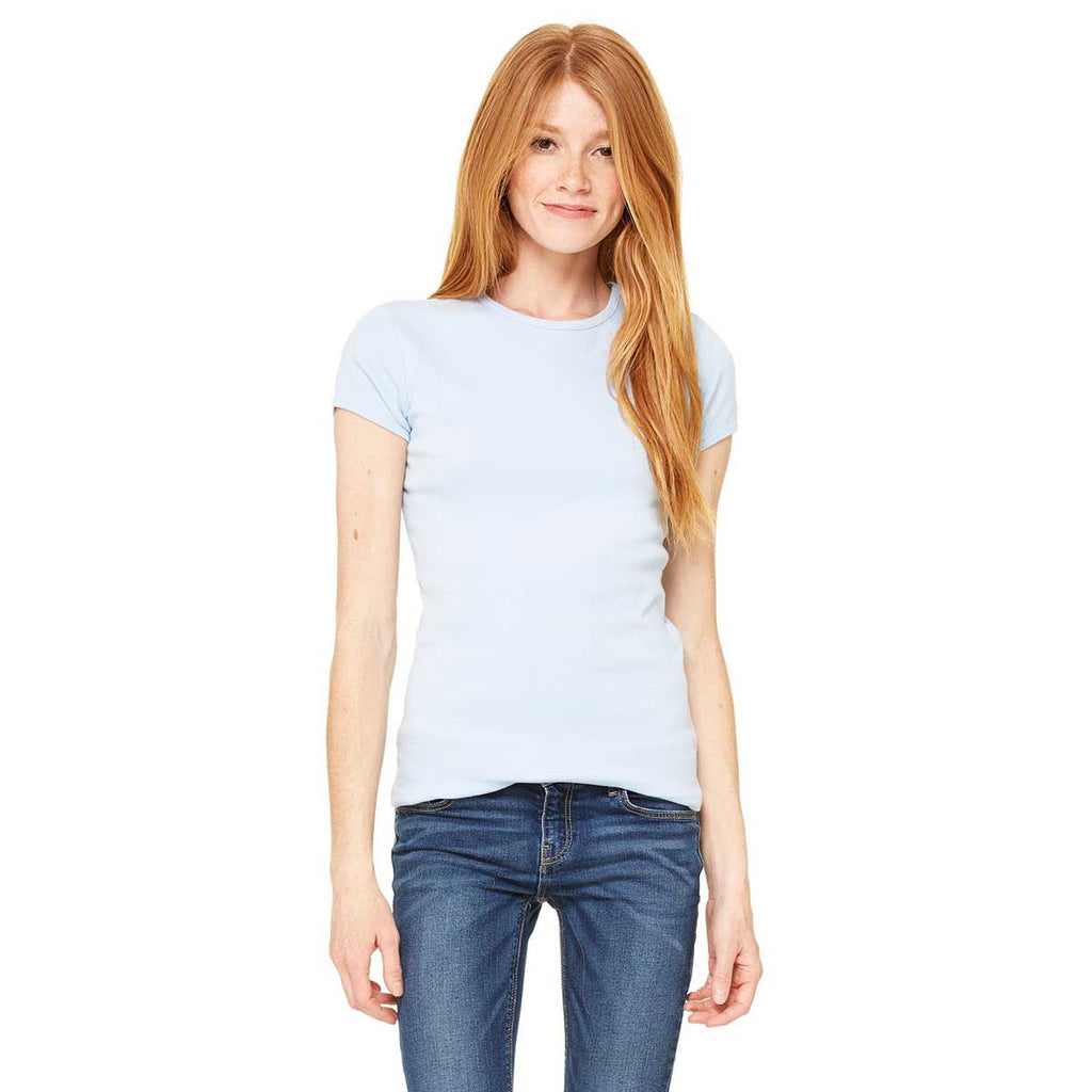 Bella + Canvas Women's Baby Blue Stretch Rib Short-Sleeve T-Shirt