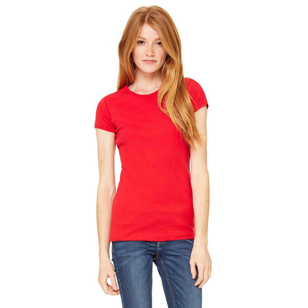 Bella + Canvas Women's Red Stretch Rib Short-Sleeve T-Shirt