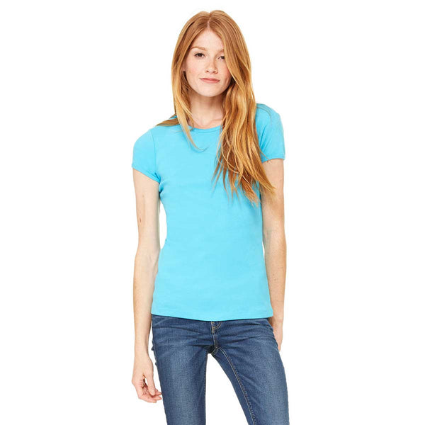 Bella + Canvas Women's Turquoise Stretch Rib Short-Sleeve T-Shirt