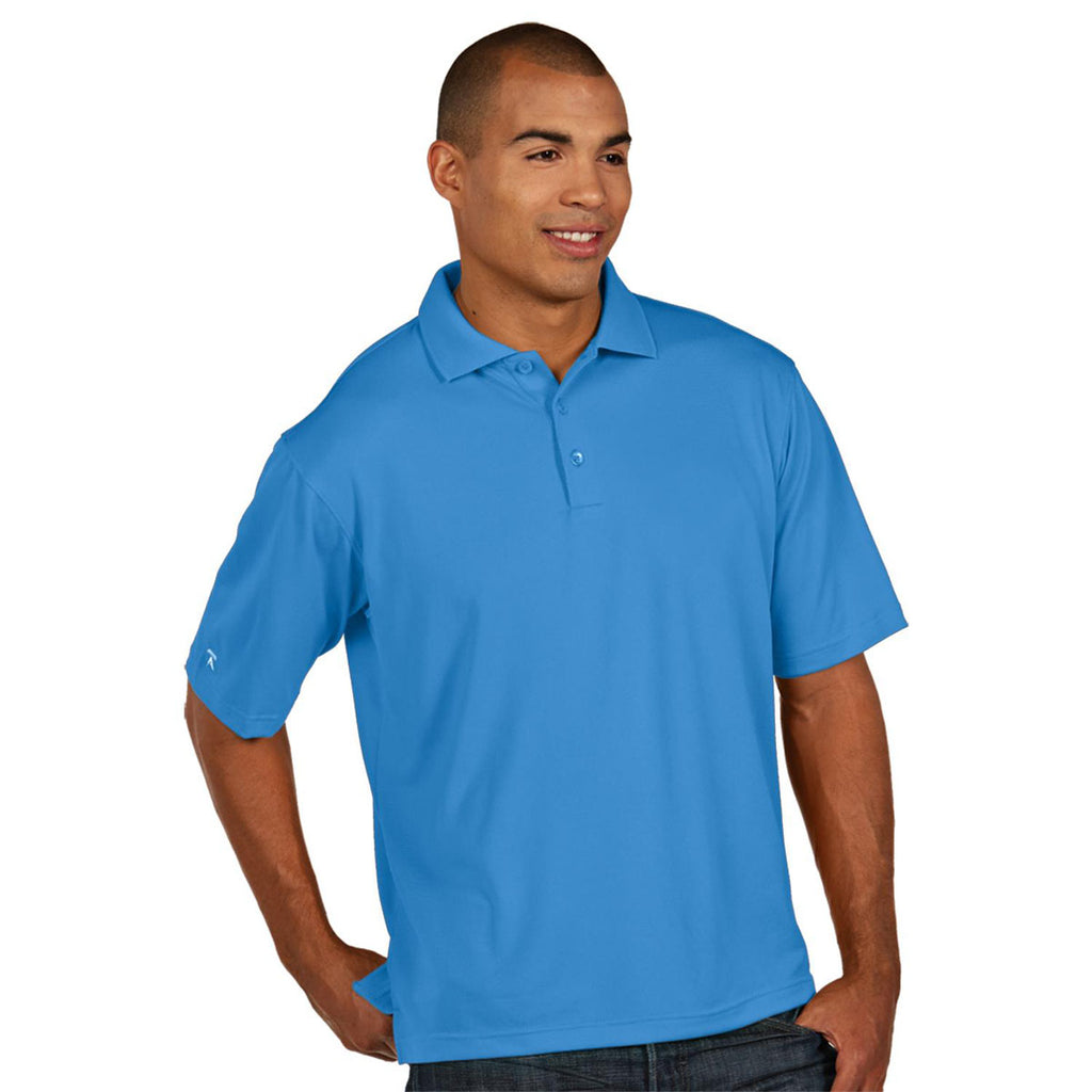 Antigua Men's Columbia Blue Pique Xtra-Lite Polo