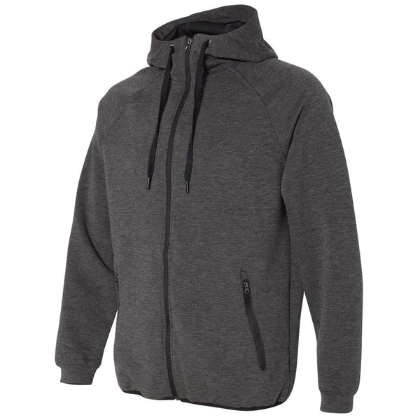 Weatherproof Men's Heather Black Heat Last Fleece Tech Hooded Full-Zip