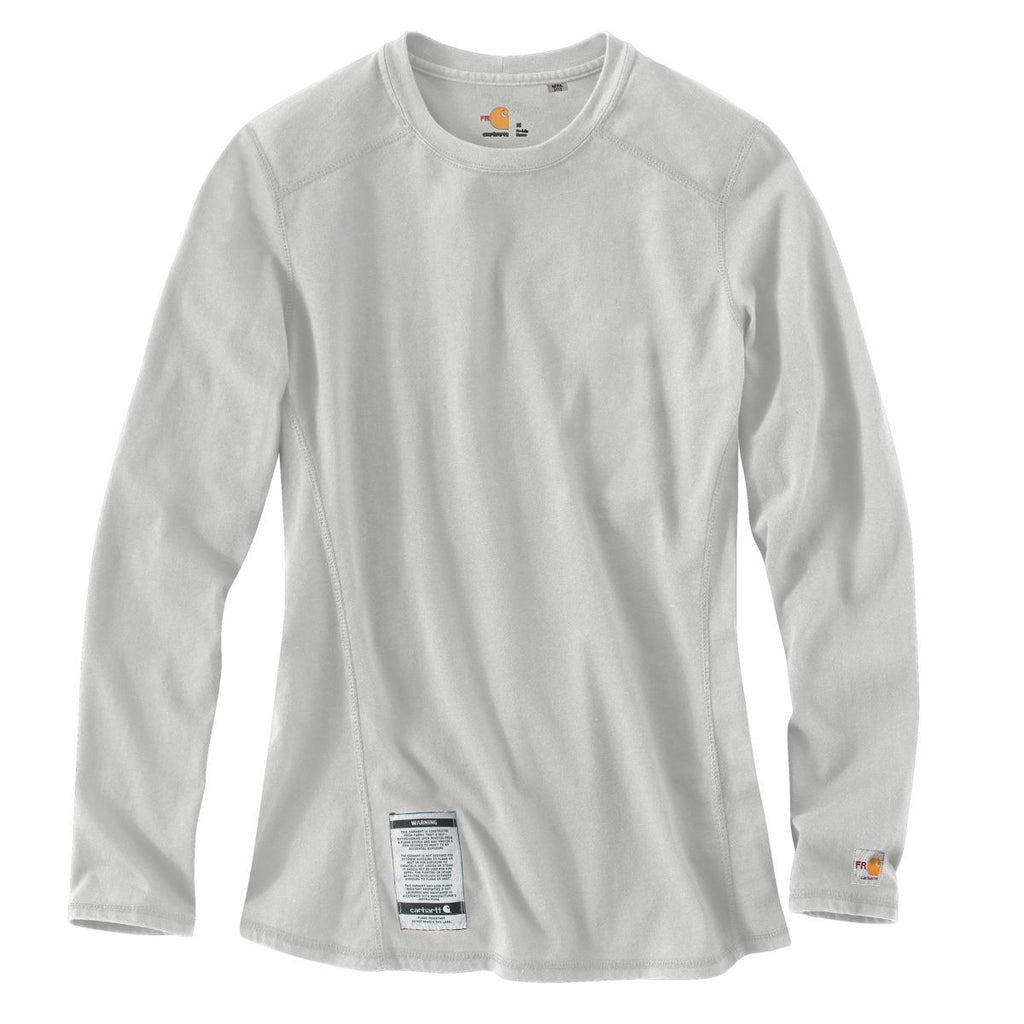 Carhartt Women's Light Grey Flame-Resistant Force Cotton Long Sleeve T