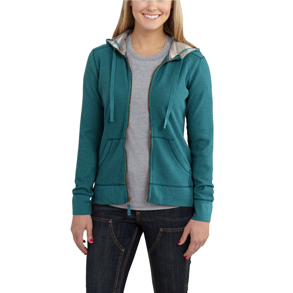 Carhartt Women's Teal Blue Heather Meadow Zip Front Hoodie