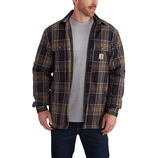 Carhartt Men's Black Hubbard Sherpa Lined Shirt Jacket