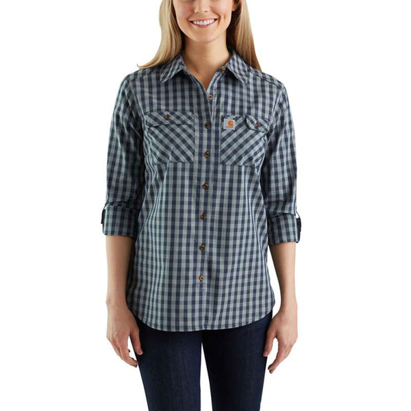 Carhartt Women's Dark Indigo Force Ridgefield Plaid Shirt