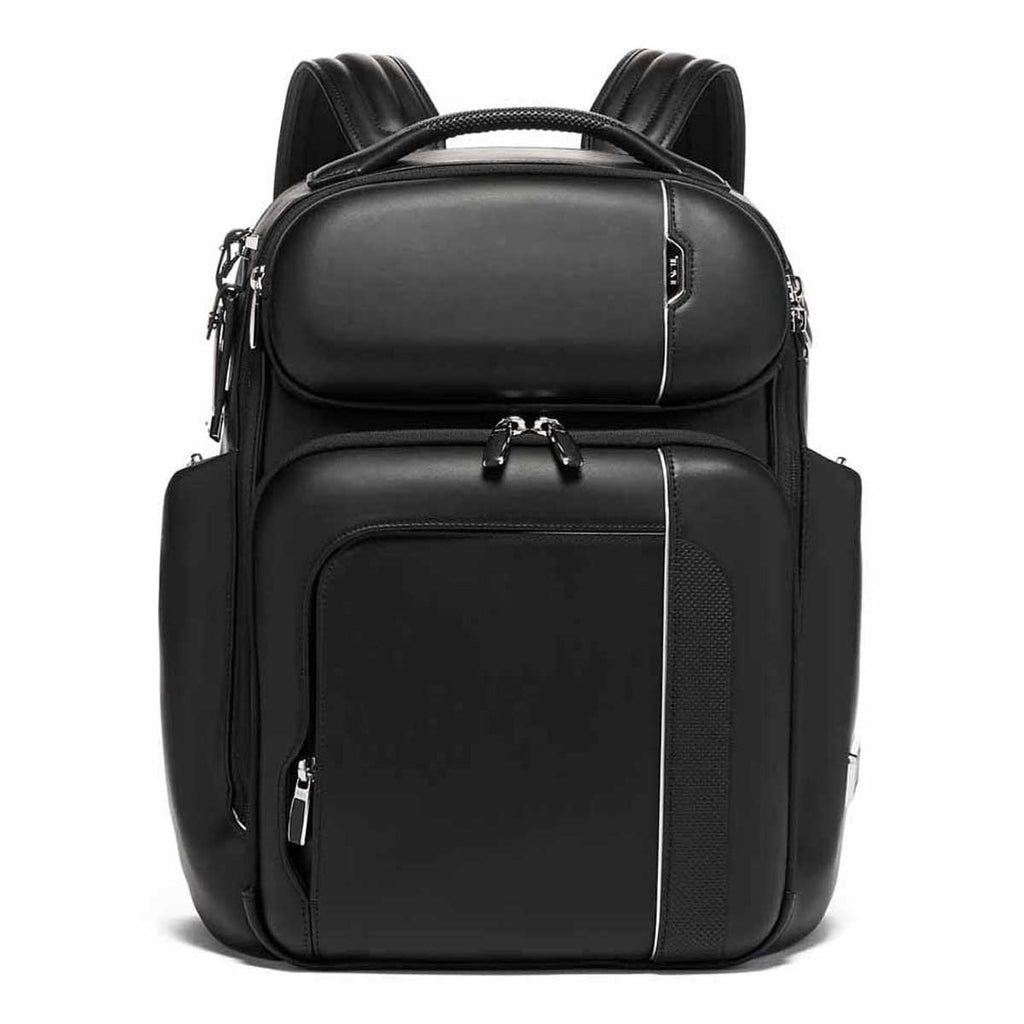 TUMI Black Arrive Barker Leather Backpack
