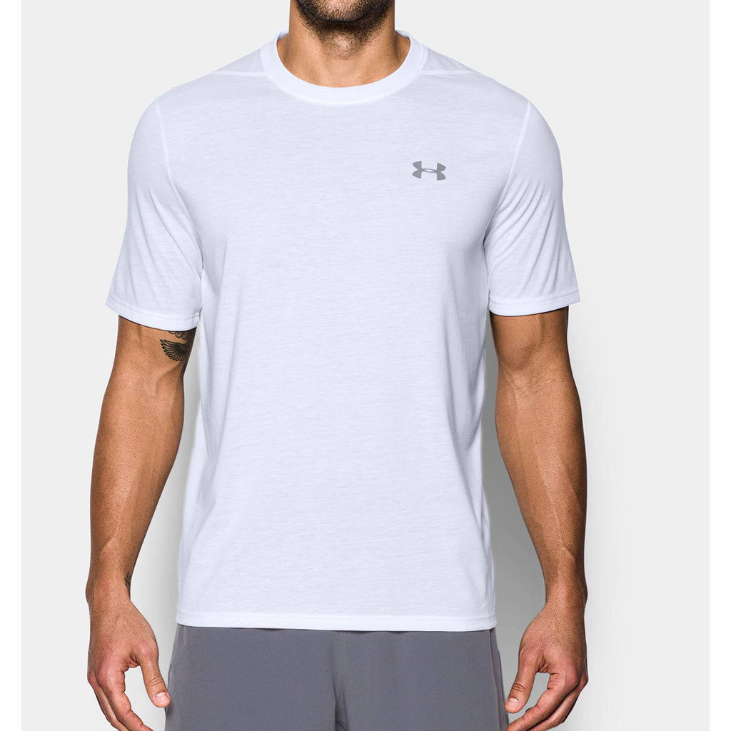 White UA Threadborne Short Sleeve Shirt