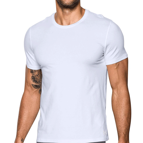 Under Armour Men's White Charged Cotton 2 Crew-Neck T-Shirt