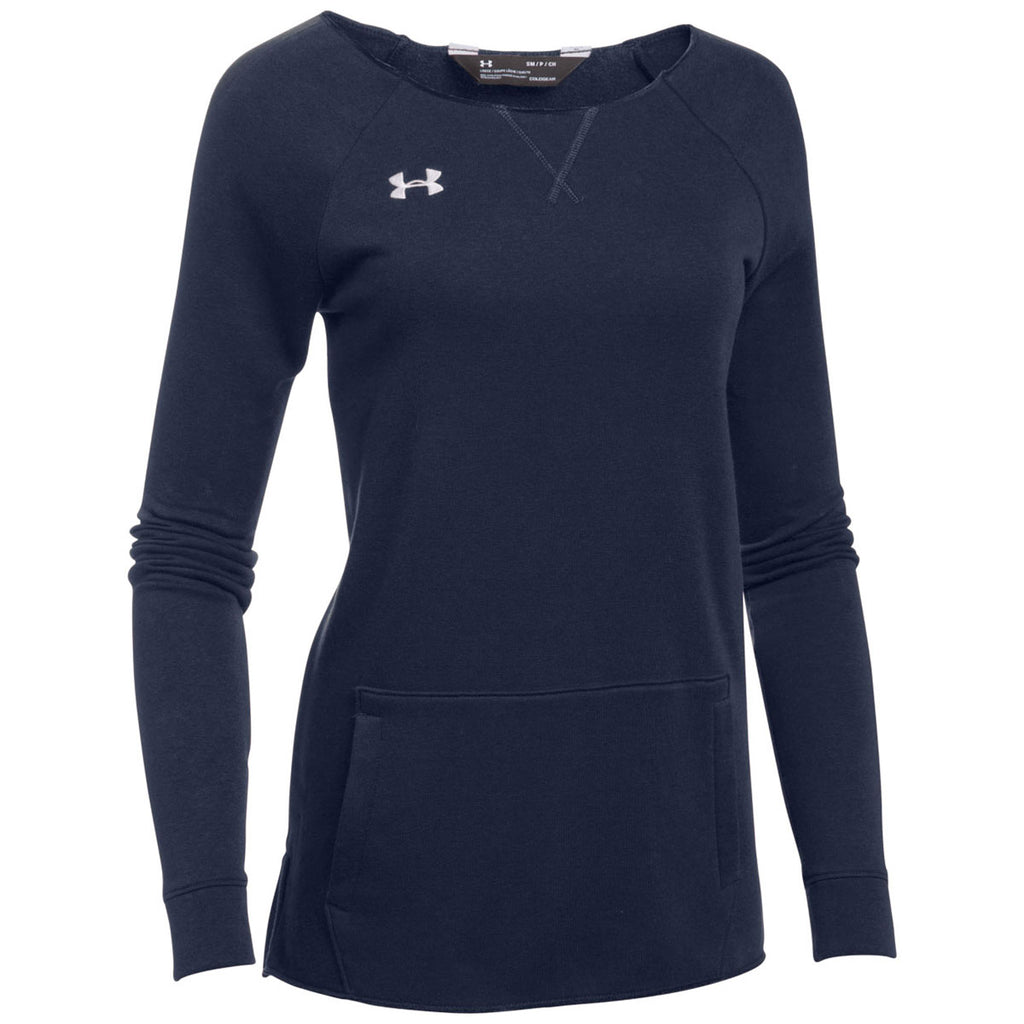 Under Armour Women's Midnight Navy Hustle Fleece Crew