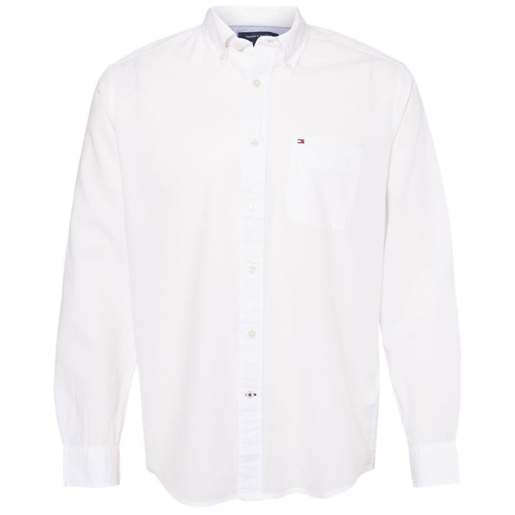 Bright White Cotton/Linen Long Sleeve Shirt