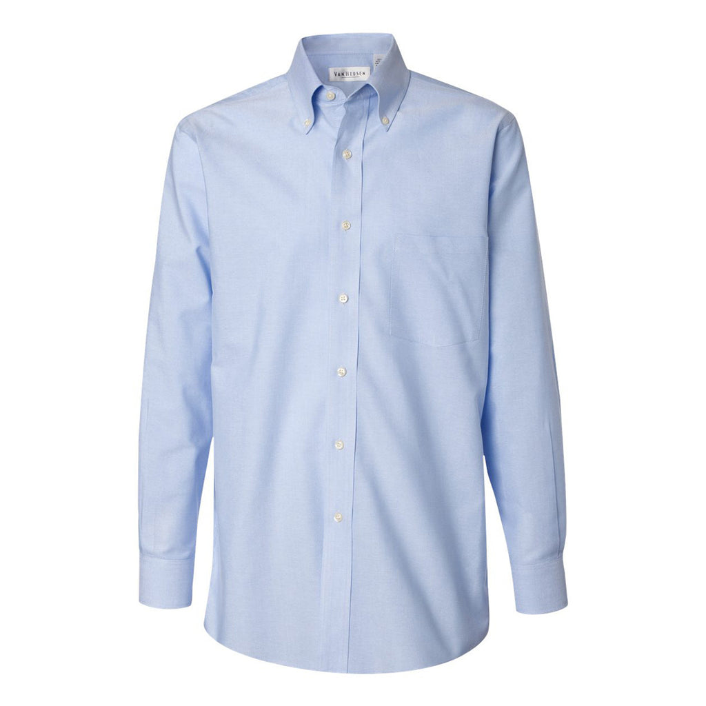 Van Heusen Men's Blue Long Sleeve Regular Fit Pinpoint Shirt-Alpha Siz