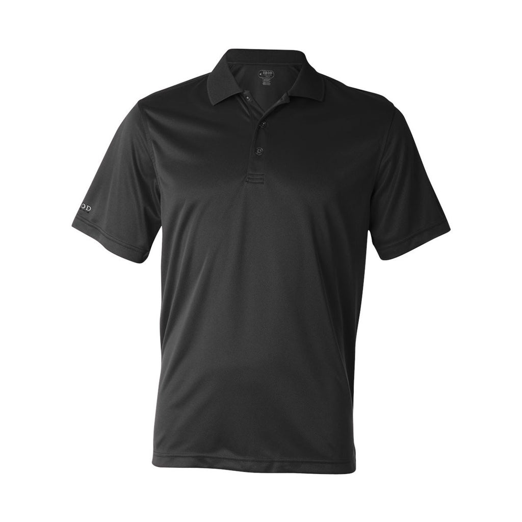 IZOD Men's Black Performance Polyester Solid Dobby Polo