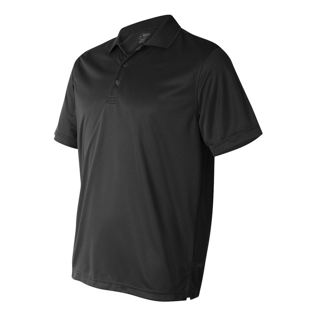 IZOD Men's Black Performance Polyester Solid Dobby Polo