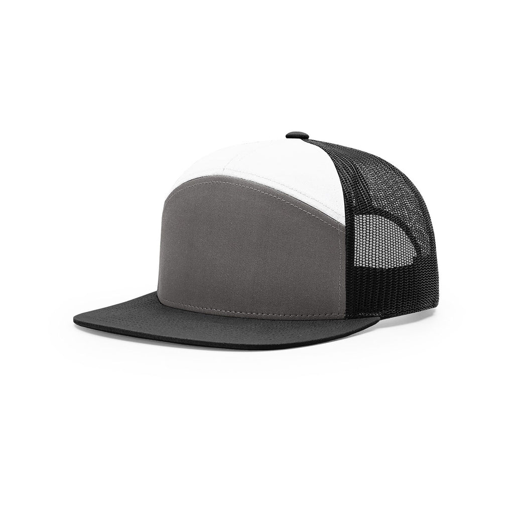 Richardson Charcoal/Black/White Mesh Back 7 Panel Trucker Hat