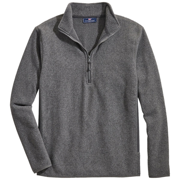 Vineyard Vines Men's Charcoal Heather Blank Fleece Harbor Quarter Zip