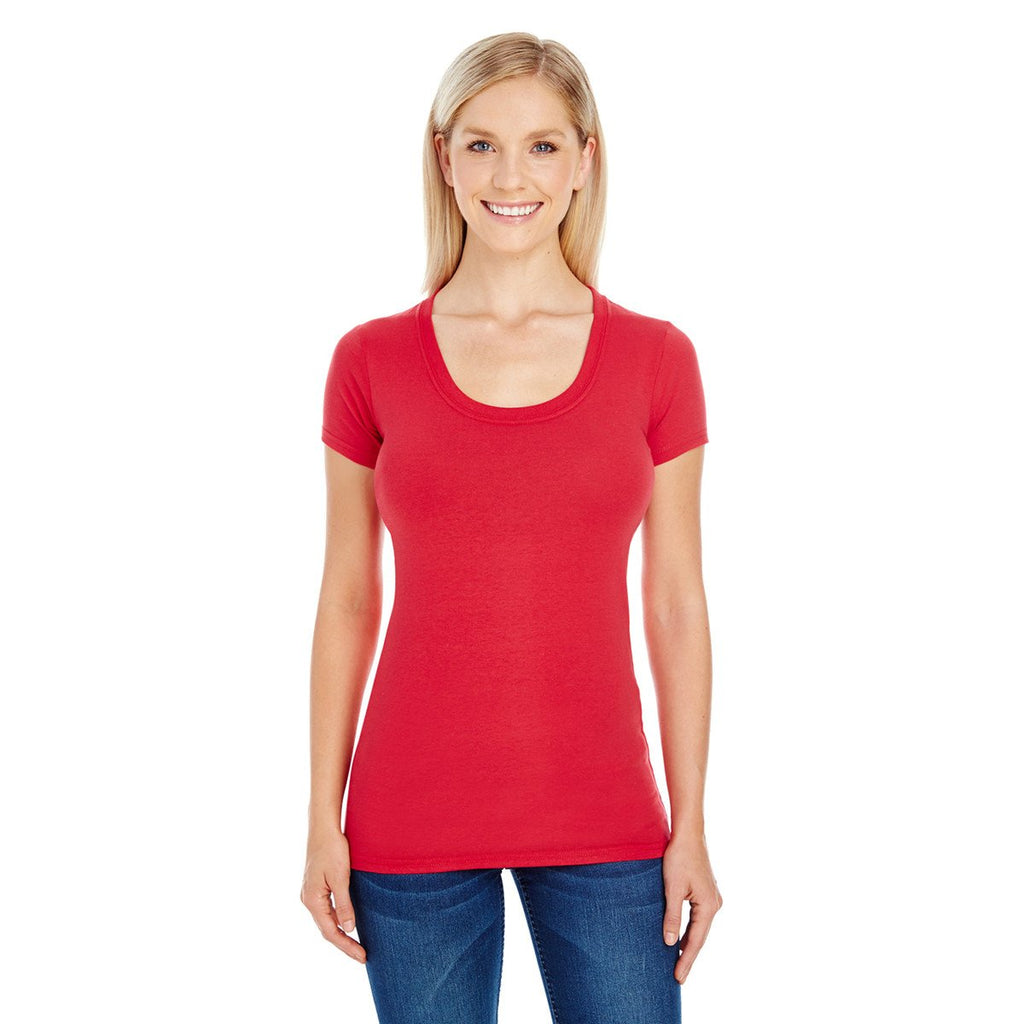 red scoop neck t shirt