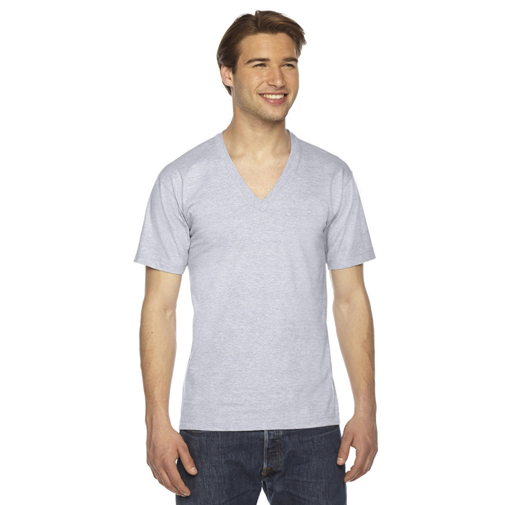 American Apparel Unisex Ash Grey Fine Jersey Short-Sleeve V-Neck