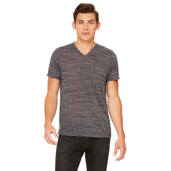 Bella + Canvas Unisex Charcoal Marble Jersey Short-Sleeve V-Neck T-Shi