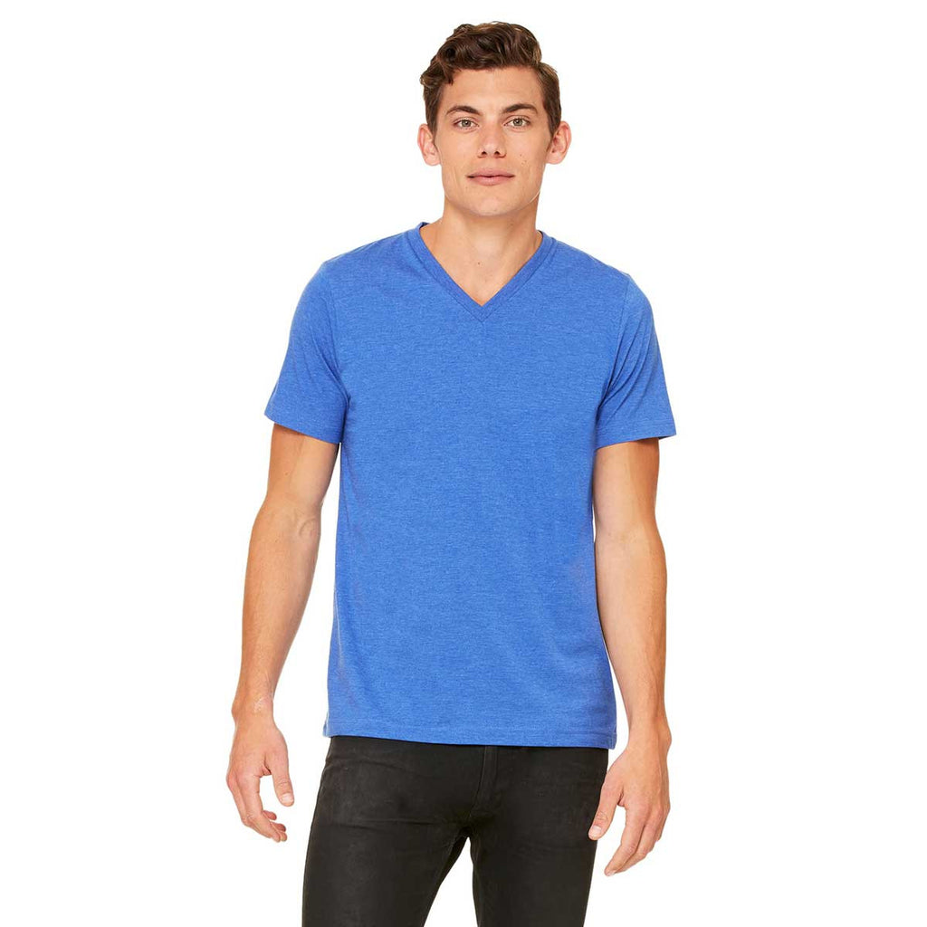 Bella + Canvas Unisex Heather True Royal Jersey Short-Sleeve V-Neck T-