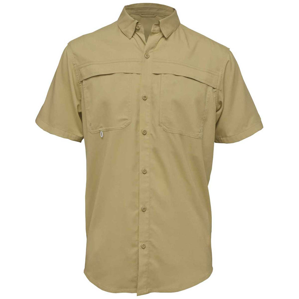 BAW Men's Khaki Short Sleeve Fishing Shirt