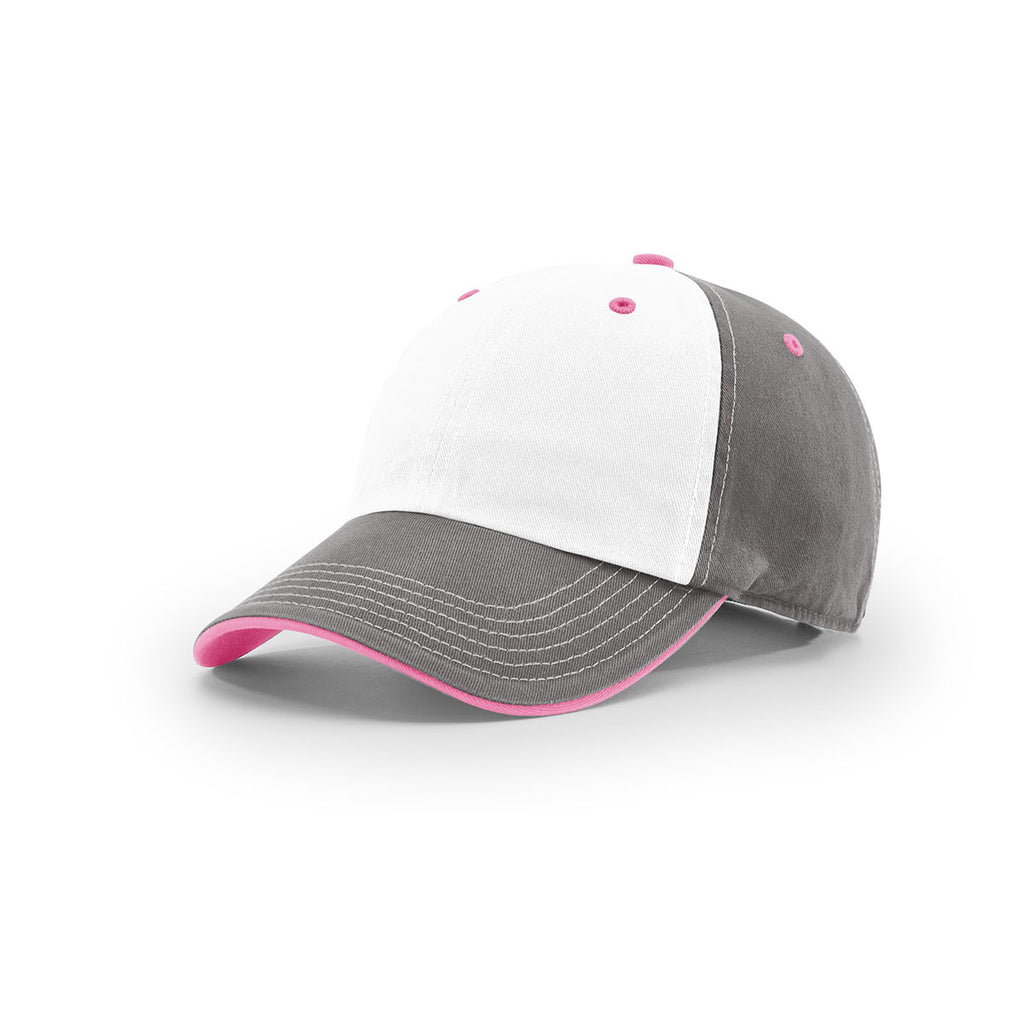 Download Richardson Women's White/Charcoal/Hot Pink Washed Chino Cap