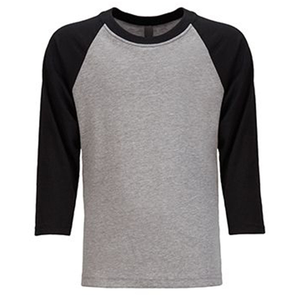 black and grey raglan shirt