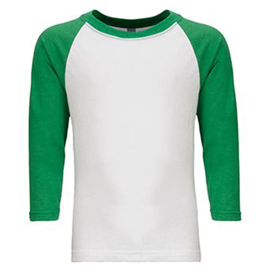 green and white raglan shirt