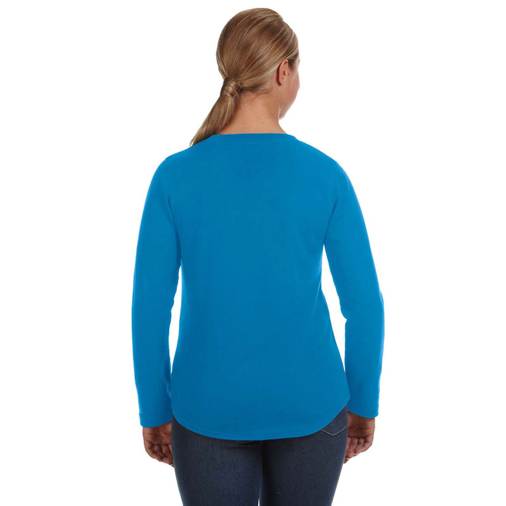 LAT Women's Cobalt V-Neck French Terry Pullover