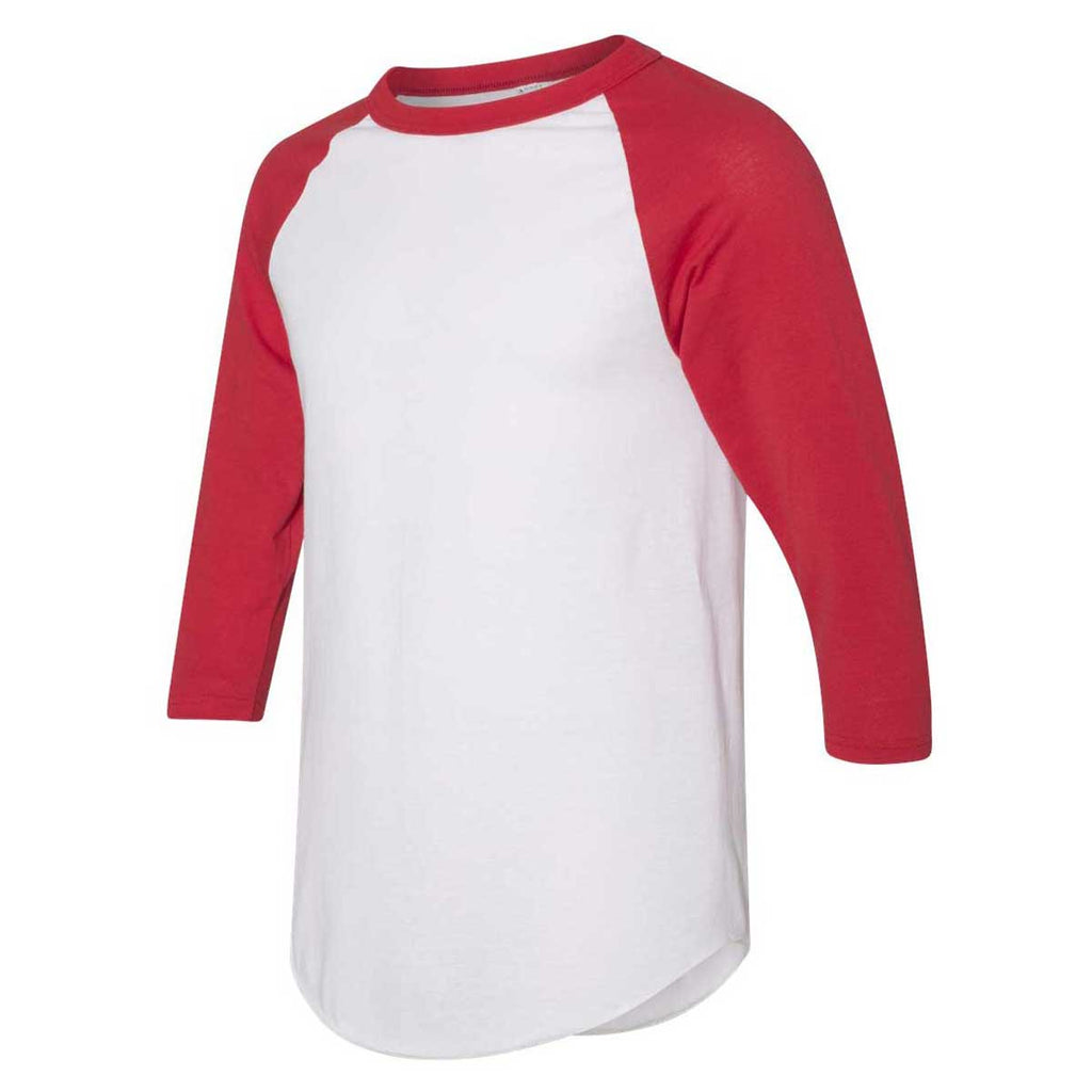 red and white raglan