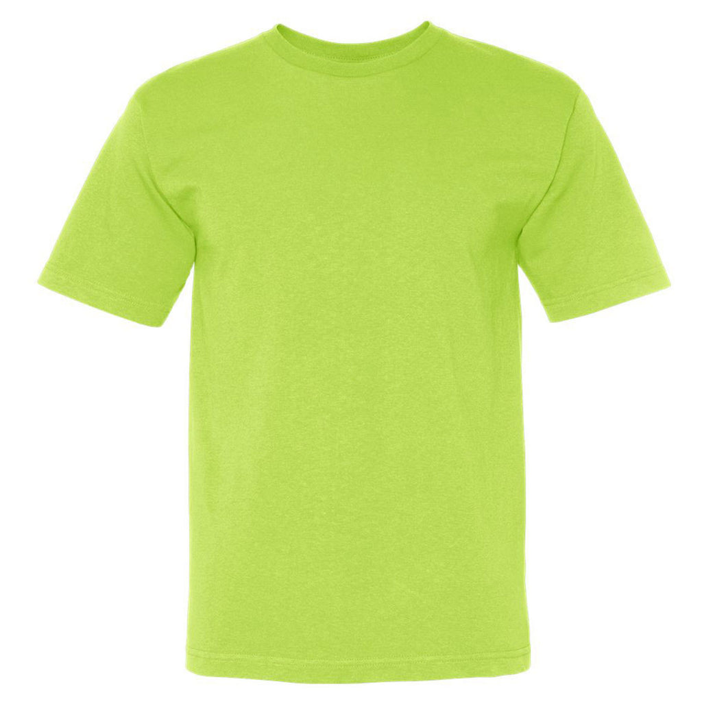 Bayside Men's Lime Green USA-Made 100% Cotton Short Sleeve T-Shirt