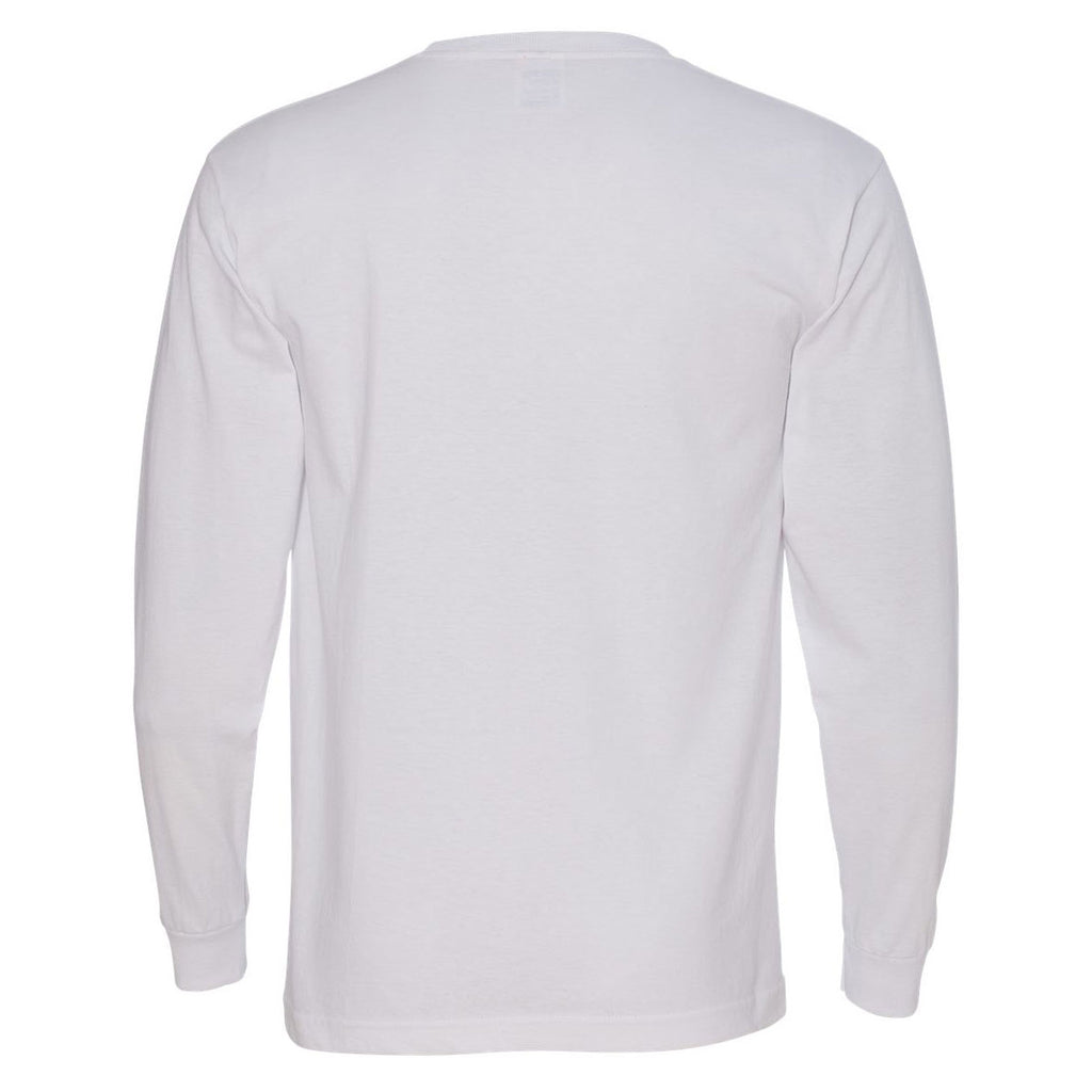 Bayside Men's White USA-Made 100% Cotton Long Sleeve T-Shirt