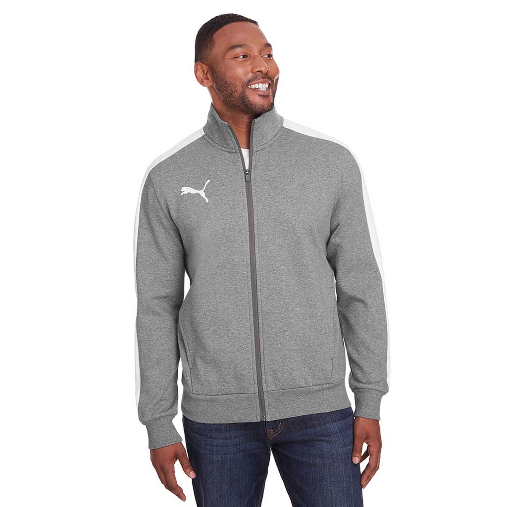 Puma Sport Men's Mid Grey Heather/White P48 Fleece Track Jacket