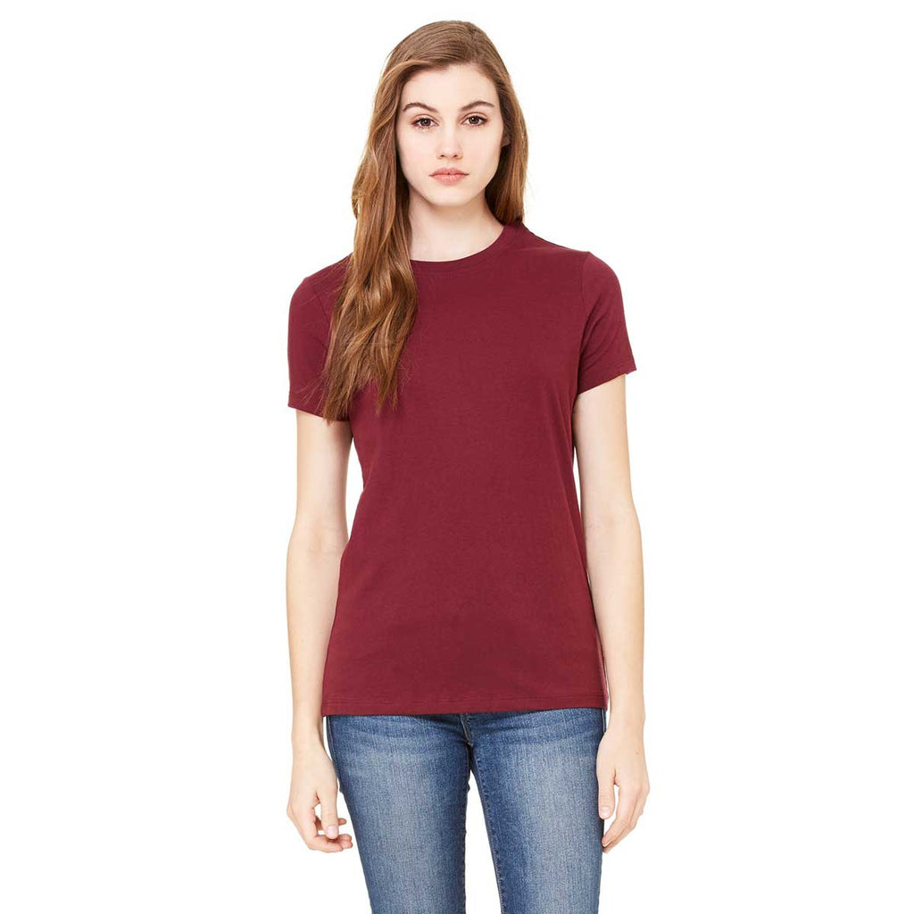 Bella + Canvas Women's Maroon Jersey Short-Sleeve T-Shirt