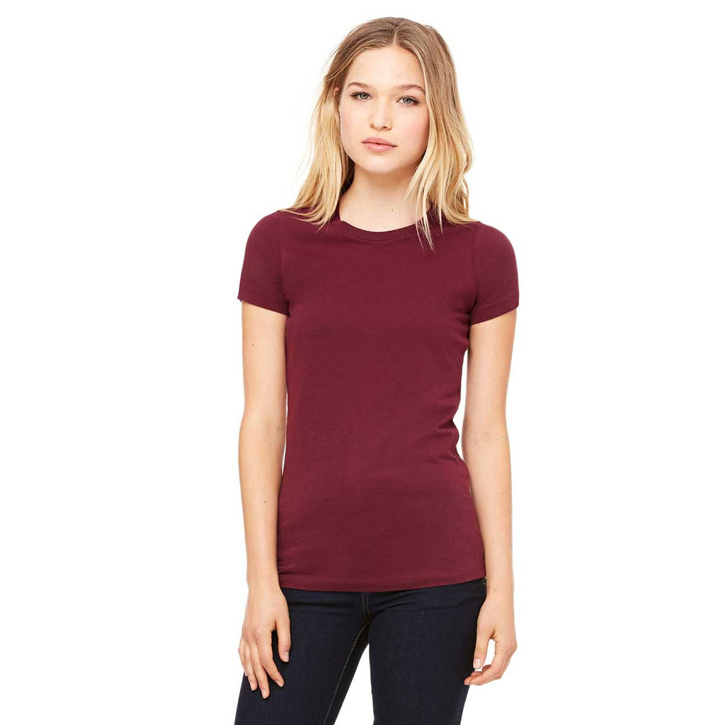 Bella + Canvas Women's Maroon Jersey Short-Sleeve T-Shirt