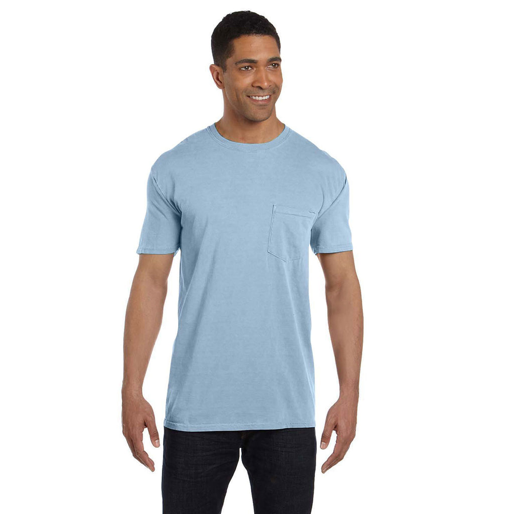 Comfort Colors Men S Ice Blue 6 1 Oz Pocket T Shirt