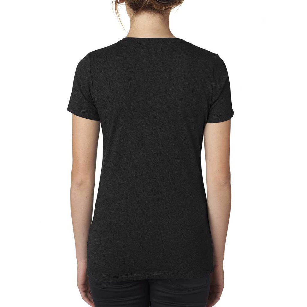 Next Level Women's Black Poly/Cotton V-Neck Tee