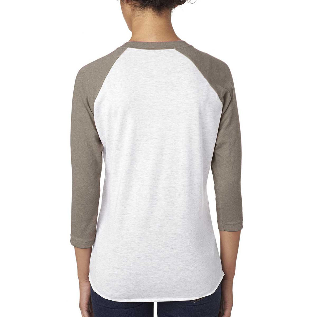 Next Level Unisex Venetian Grey Sleeves/Heather White Triblend 3/4-Sle