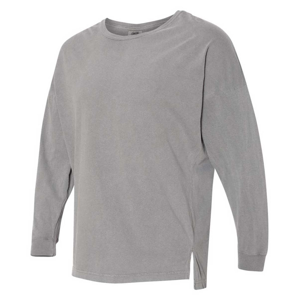 Comfort Colors Women's Grey Garment-Dyed Drop-Shoulder Long Sleeve T-S