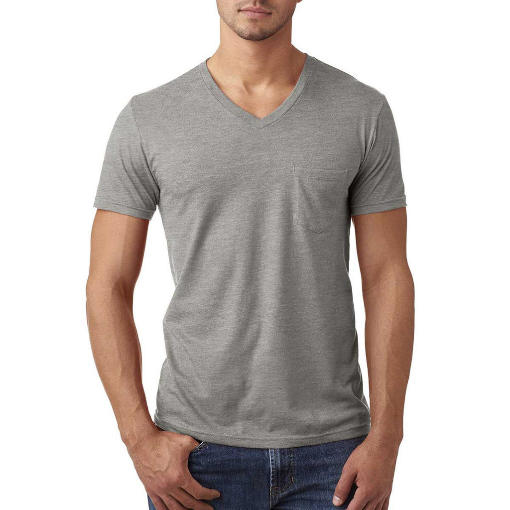 Next Level Men's Dark Heather Grey CVC Tee with Pocket