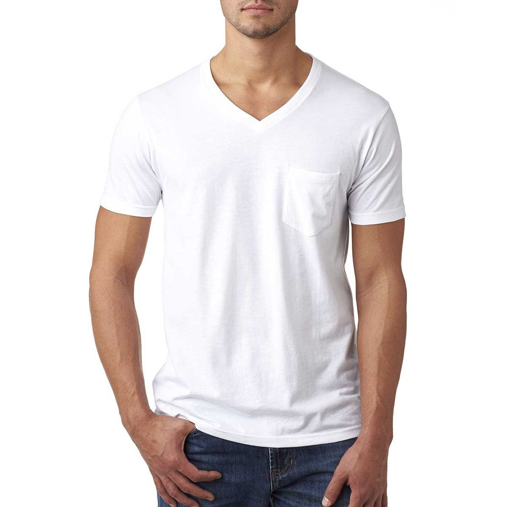 Next Level Men's White CVC Tee with Pocket