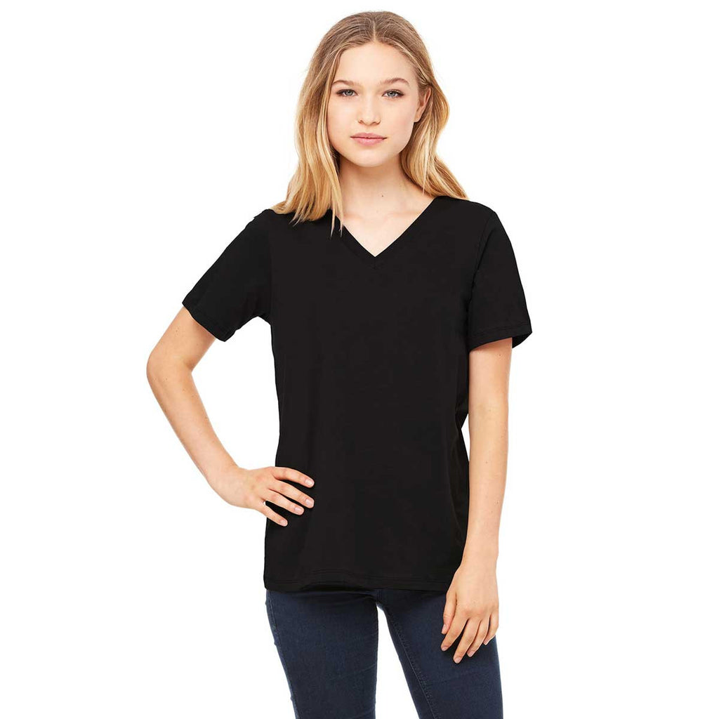 Bella + Canvas Women's Black Relaxed Jersey Short-Sleeve V ...