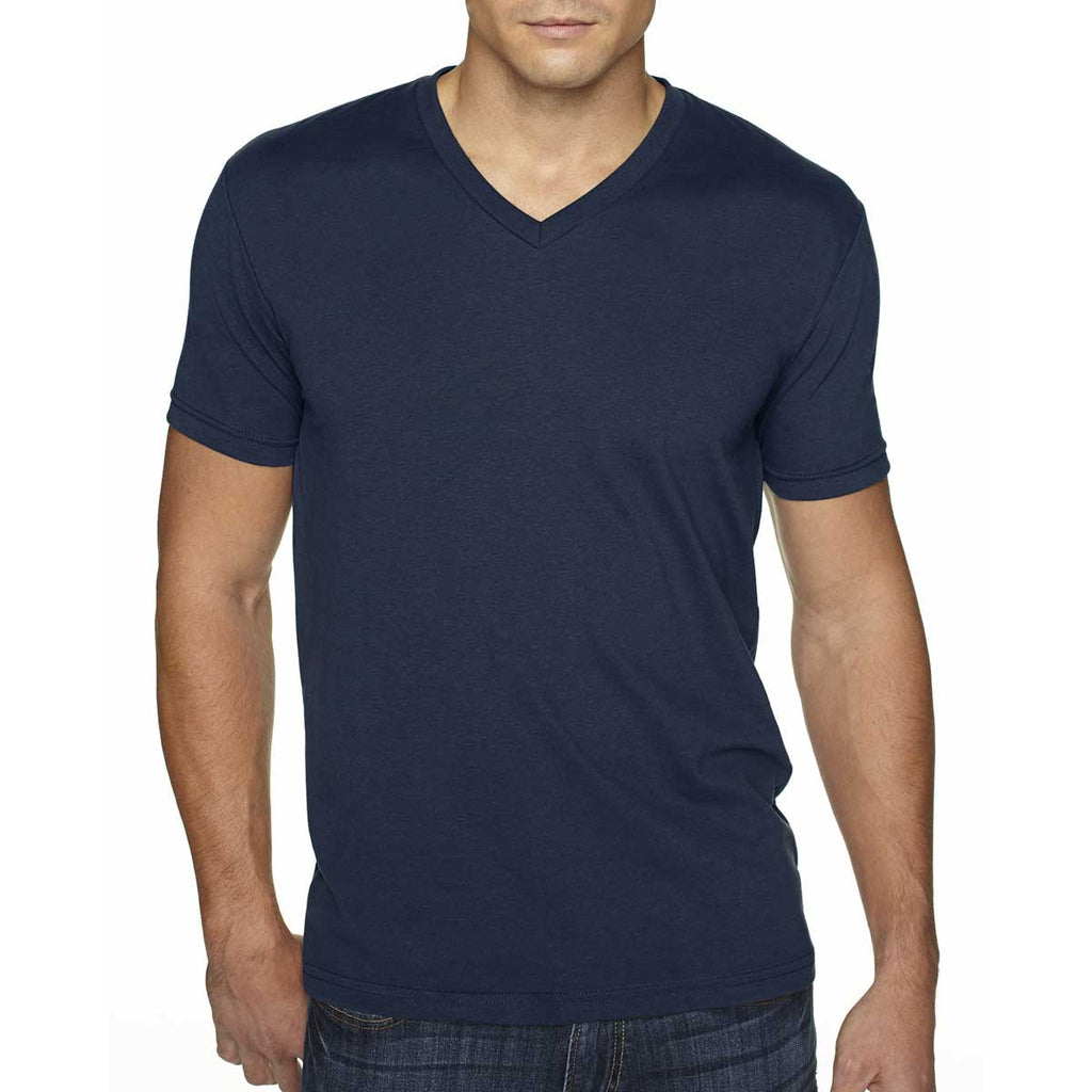 Next Level Men's Midnight Navy Premium Fitted Sueded V-Neck Tee