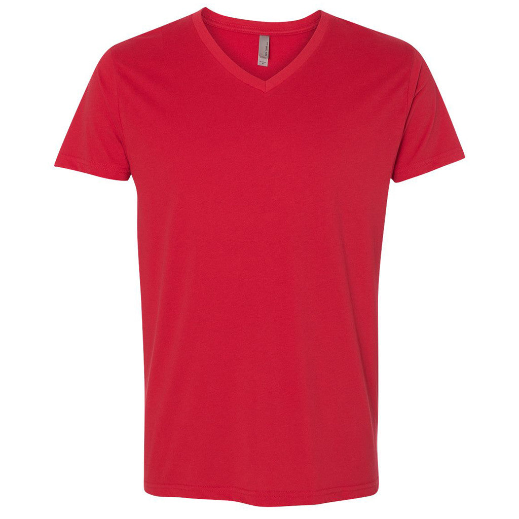 Next Level Men's Red Premium Fitted Sueded V-Neck Tee