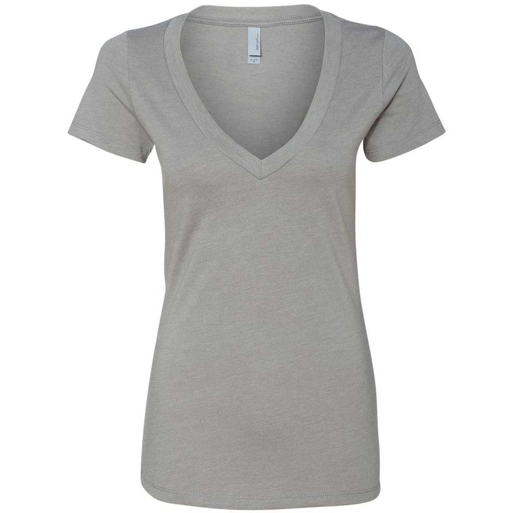 Next Level Women's Stone Grey CVC Deep V Tee