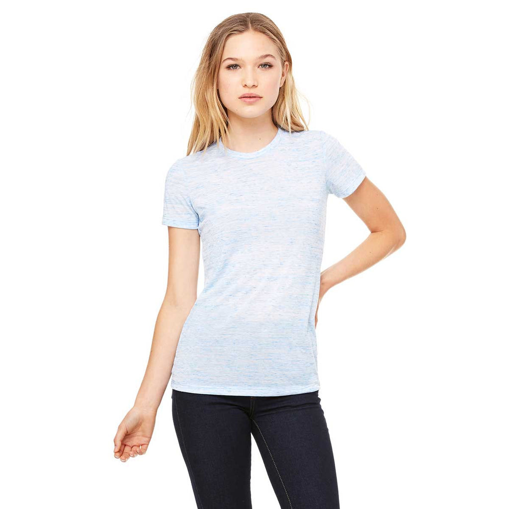 Bella + Canvas Women's Blue Marble Poly-Cotton Short-Sleeve T-Shirt