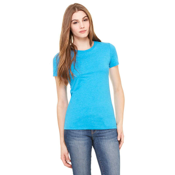 Bella + Canvas Women's Neon Blue Poly-Cotton Short-Sleeve T-Shirt