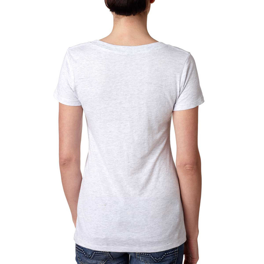 Next Level Women's Heather White Triblend Deep-V Tee