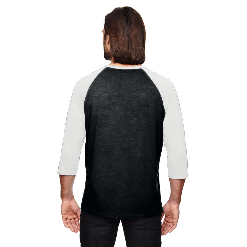 Download Anvil Men's Black/White Triblend 3/4-Sleeve Raglan T-Shirt