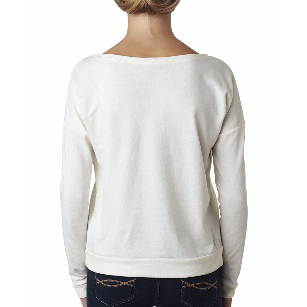 Next Level Women's White Terry Long-Sleeve Scoop Tee