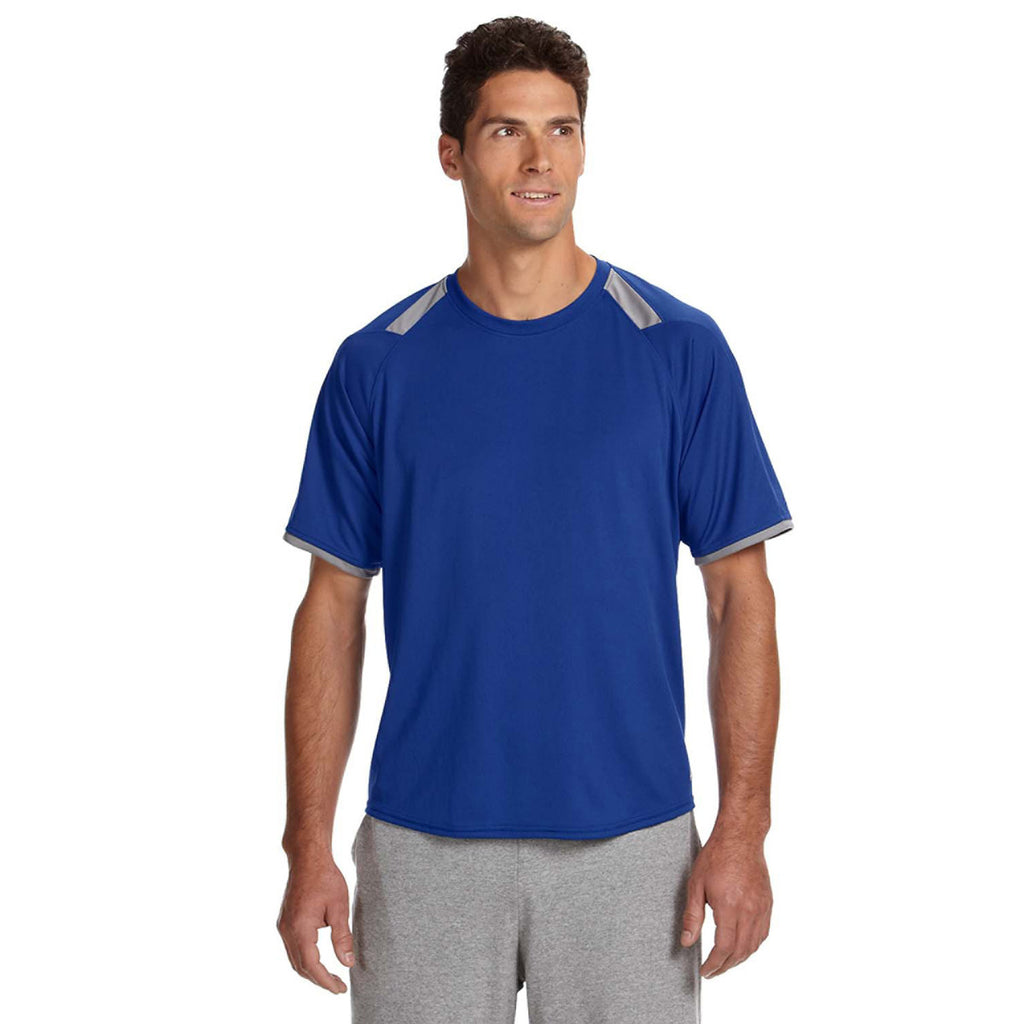Russell Athletic Men's Royal/Rock Dri-Power T-Shirt with Colorblock In